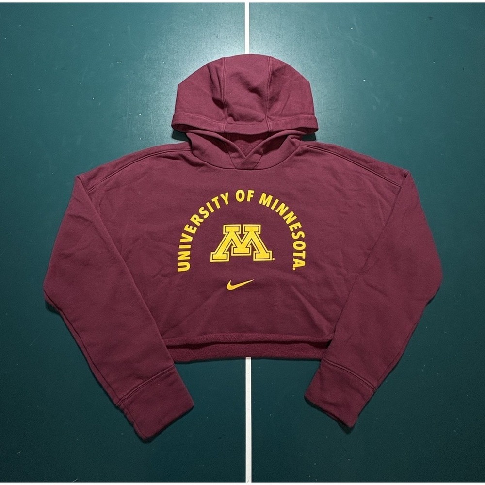 Nike University Of Minnesota Hoodie Sweatshirt Medium‎ Cropped Center Swoosh